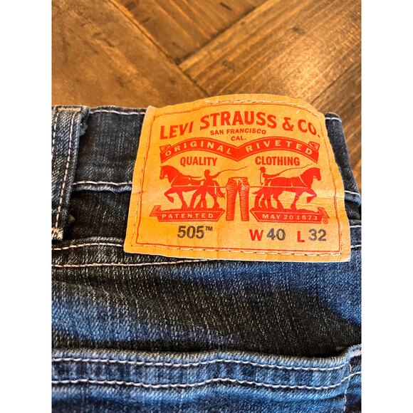 Levis 505 Jeans Men Blue 40x32 Cowboy Classic Western Dark Academia Twee Aztec - Picture 9 of 10